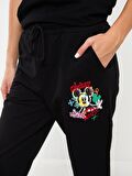 Beli Lastikli Mickey Mouse Baskılı Kadın Jogger Eşofman Altı