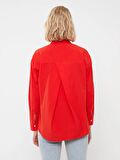 Düz Uzun Kollu Oversize Poplin Kadın Gömlek Tunik