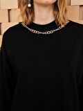 Bisiklet Yaka Zincir Detaylı Uzun Kollu Kadın Sweatshirt Tunik