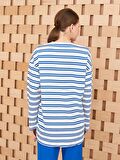Bisiklet Yaka Çizgili Uzun Kollu Kadın Sweatshirt Tunik