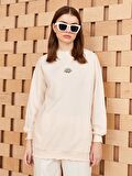 Bisiklet Yaka Nakışlı Uzun Kollu Kadın Sweatshirt Tunik