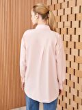 Düz Uzun Kollu Oversize Poplin Kadın Gömlek Tunik