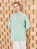 Düz Uzun Kollu Oversize Poplin Kadın Gömlek Tunik