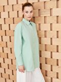 Düz Uzun Kollu Oversize Poplin Kadın Gömlek Tunik