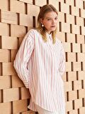 Çizgili Uzun Kollu Oversize Poplin Kadın Gömlek Tunik