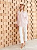 Çizgili Uzun Kollu Oversize Poplin Kadın Gömlek Tunik