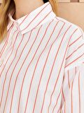 Çizgili Uzun Kollu Oversize Poplin Kadın Gömlek Tunik