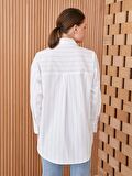 Çizgili Uzun Kollu Oversize Poplin Kadın Gömlek Tunik
