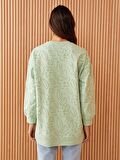 Bisiklet Yaka Desenli Uzun Kollu Oversize Kadın Sweatshirt Tunik