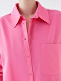 Düz Uzun Kollu Oversize Poplin Kadın Gömlek
