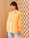 Düz Uzun Kollu Oversize Poplin Kadın Gömlek Tunik
