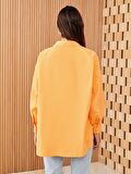 Düz Uzun Kollu Oversize Poplin Kadın Gömlek Tunik