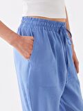 Kadın Beli Lastikli Standart Fit Düz Pantolon
