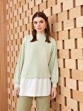 Bisiklet Yaka Düz Uzun Kollu Kadın Sweatshirt Tunik
