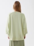 Bisiklet Yaka Baskılı Uzun Kollu Oversize Kadın Sweatshirt Tunik
