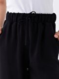 Beli Lastikli Düz Keten Karışımlı Kadın Pantolon