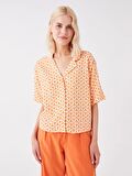 Desenli Kısa Kollu Poplin Kadın Gömlek