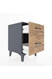 Hyperion Komodin 2 Çekmeceli 44x44x64 Antrasit-Çam