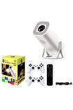 S40 Max 4K HD 1080P Bluetoothlu Projektör + 2 Kablosuz Joystickli & Dahili 3000 Oyun