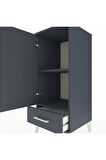 Hyperion Komodin 2 Raflı Tek Çekmeceli Tek Kapaklı 44x44x106 Antrasit-Antrasit