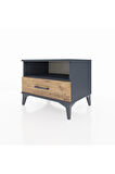 Hyperion Komodin Tek Raflı Tek Çekmeceli 60x44x48 Antrasit-Çam