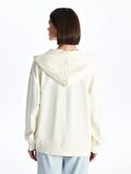 Kapüşonlu Düz Uzun Kollu Kadın Fermuarlı Sweatshirt