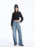 Düz Uzun Kollu Crop Poplin Kadın Gömlek