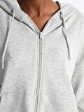 Kapüşonlu Oversize Kadın Fermuarlı Sweatshirt