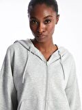 Kapüşonlu Oversize Kadın Fermuarlı Sweatshirt