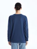 Bisiklet Yaka Nakışlı Uzun Kollu Kadın Sweatshirt
