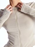 Bisiklet Yaka Düz Uzun Kollu Kadın Fermuarlı Sweatshirt