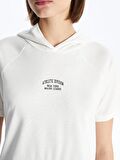 Baskılı Kısa Kollu Kadın Hoodie