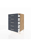Hyperion Komodin 5 Çekmeceli 60x44x96 Çam-Antrasit