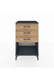 Hyperion Komodin 3 Çekmeceli 60x44x96 Antrasit-Çam