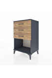 Hyperion Komodin 3 Çekmeceli 60x44x96 Antrasit-Çam