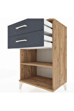 Hyperion Komodin Tek Raflı 2 Çekmeceli 60x44x96 Çam-Antrasit