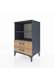 Hyperion Komodin 2 Raflı 2 Çekmeceli 60x44x96 Antrasit-Çam