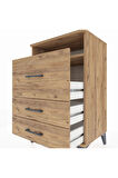 Hyperion Komodin Tek Raflı 3 Çekmeceli 60x44x96 Çam-Çam