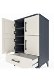 Hyperion Komodin 4 Raflı Tek Çekmeceli 4 Kapaklı 60x44x96 Antrasit-Aytaşı