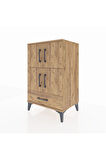 Hyperion Komodin 4 Raflı Tek Çekmeceli 4 Kapaklı 60x44x96 Çam-Çam