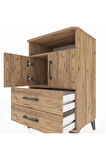Hyperion Komodin 2 Raflı 2 Çekmeceli 2 Kapaklı 60x44x96 Çam-Çam