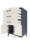Hyperion Komodin 3 Çekmeceli 2 Kapaklı 60x44x96 Antrasit-Aytaşı