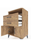 Hyperion Komodin Tek Raflı 2 Çekmeceli 2 Kapaklı 60x44x96 Çam-Çam