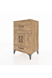 Hyperion Komodin Tek Raflı 2 Çekmeceli 2 Kapaklı 60x44x96 Çam-Çam