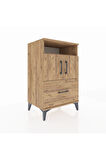 Hyperion Komodin 2 Raflı Tek Çekmeceli 2 Kapaklı 60x44x96 Çam-Çam