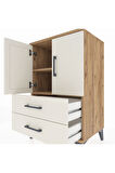 Hyperion Komodin 2 Raflı 2 Çekmeceli 2 Kapaklı 60x44x96 Çam-Aytaşı