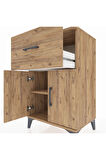 Hyperion Komodin Tek Raflı Tek Çekmeceli 2 Kapaklı 60x44x96 Çam-Çam