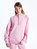 Düz Uzun Kollu Oversize Kadın Hoodie