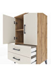 Hyperion Komodin 2 Raflı 2 Çekmeceli 2 Kapaklı 60x44x106 Çam-Aytaşı