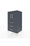 Hyperion Komodin 2 Raflı 3 Çekmeceli 2 Kapaklı 60x44x106 Antrasit-Antrasit